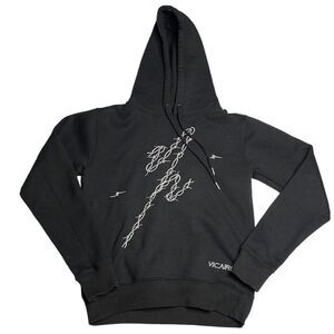 Vicaire Embroidered Restraint Barbed Wire Black Hoodie Small